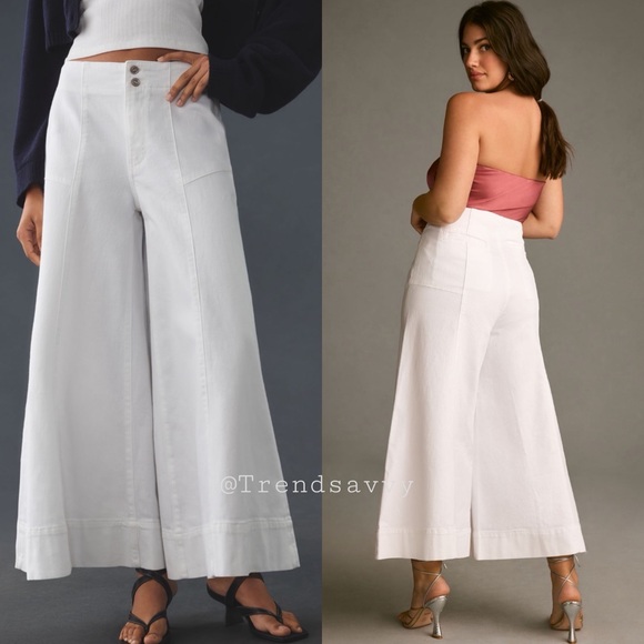 Anthropologie Pants - Anthropologie Pilcro High Rise Corset Culotte Crop Jeans White Size 25 NWT